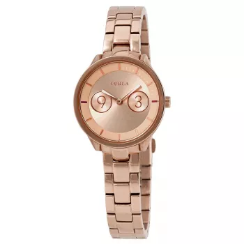 FURLA Giada Damen-Quarzuhr R4253102518 31mm Roségold PVD Edelstahlgehäuse Pinkes Lederarmband Silbernes Zifferblatt