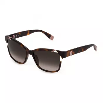 FURLA SFU470-5401AY Damen-Sonnenbrille - Schwarzer Acetatrahmen, grau verlaufende Gläser, 54 mm