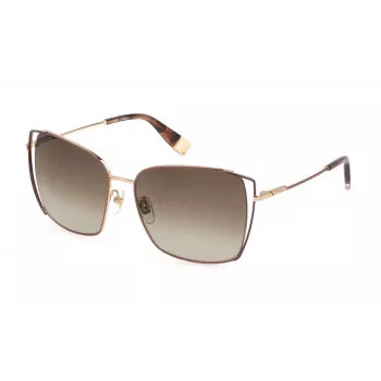 FURLA SFU600-590A93 Damen-Sonnenbrille Havana Acetatrahmen Braune Verlaufsgläser 59mm