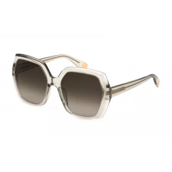 FURLA SFU620V5603GE Damen-Sonnenbrille - Glänzend schwarzer Acetatrahmen mit grauen Verlaufsgläsern