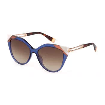 FURLA SFU683-5506NA Damen Butterfly-Cat-Eye-Sonnenbrille Havana Schildpatt Acetatrahmen Braune Verlaufsgläser 55mm