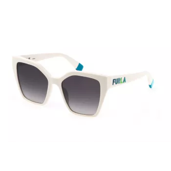 FURLA SFU686-5403GF Damen Rechteck-Sonnenbrille, Havanna Braun Acetatrahmen, Verlauf Braun Gläser, 54/18/140 mm