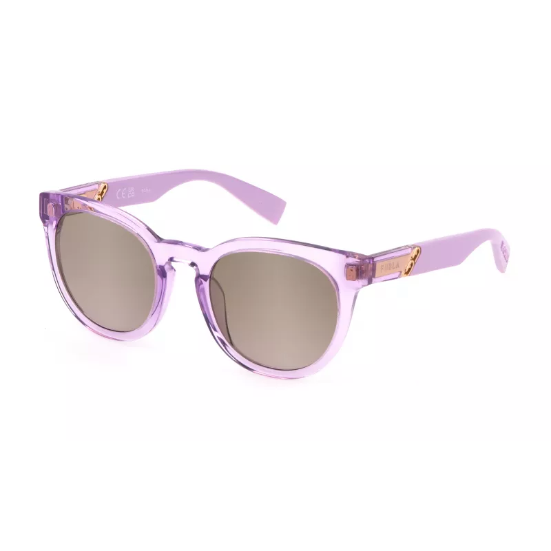 FURLA SFU687-516PFG Damen-Sonnenbrille Havanna Acetatrahmen Braune Verlaufsgläser 51mm