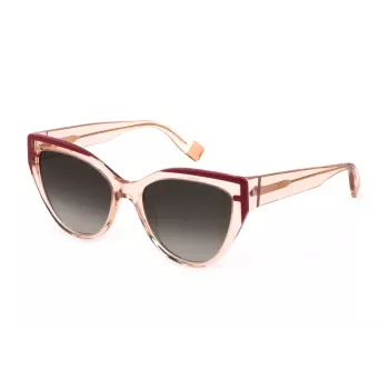 FURLA SFU694-5509TU Damen-Sonnenbrille - Geometrischer Kunststoffrahmen, Polycarbonatgläser, UV400-Schutz, 55/18/140 mm