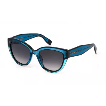 FURLA SFU779V5306N1 Damen-Sonnenbrille Havanna Acetatrahmen Braune Polycarbonat-Gläser 53mm