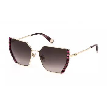 FURLA SFU786V570AHL Damen-Sonnenbrille, Havanna-Braun Acetatrahmen, Braune Verlaufsgläser, 57/14/140 mm