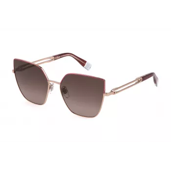 FURLA Damen Cat-Eye-Sonnenbrille SFU690-580SHP Havana Braun Acetatrahmen Brauner Verlaufsgläser 58/17/135 mm