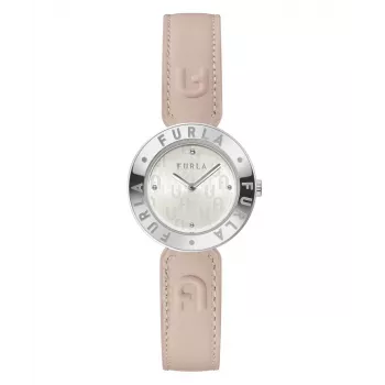 FURLA Damenuhr WW00004004L1 30mm Edelstahl Quarz Analog Pink Lederarmband