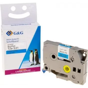 G&G 14956 Kompatibles Brother TZe-531 blaues Beschriftungsband 12mm 8m schwarzer Text
