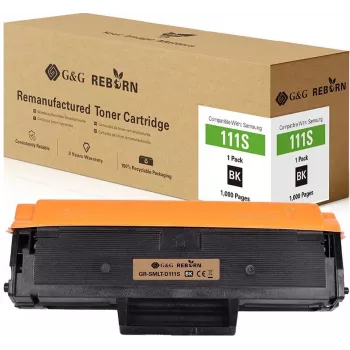 G&G Reborn wiederaufbereitete Tonerkartusche für Samsung MLT-D111S / SU810A - Schwarz (1.000 Seiten) - 21324