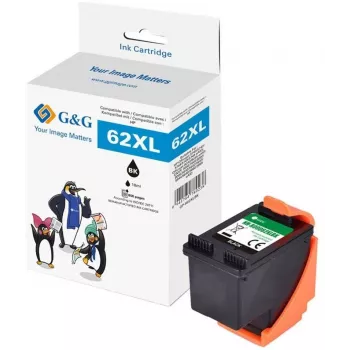 G&G XL High Yield Kompatible Tintenpatrone für HP 62XL (C2P05AN) Schwarz (18835)