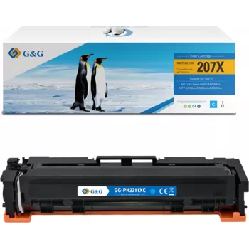 G&G XL Toner Kompatibel mit HP 207X / W2211X (Mit Chip) (19462) - Cyan