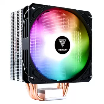 GAMDIAS Boreas E1-410 Lite RGB CPU-Luftkühler - 120mm PWM-Lüfter, 4 Direct-Contact-Heatpipes, 180W TDP, RGB-Beleuchtung, Intel LGA1700/1200/115X & AMD AM5/AM4 kompatibel, Schwarz