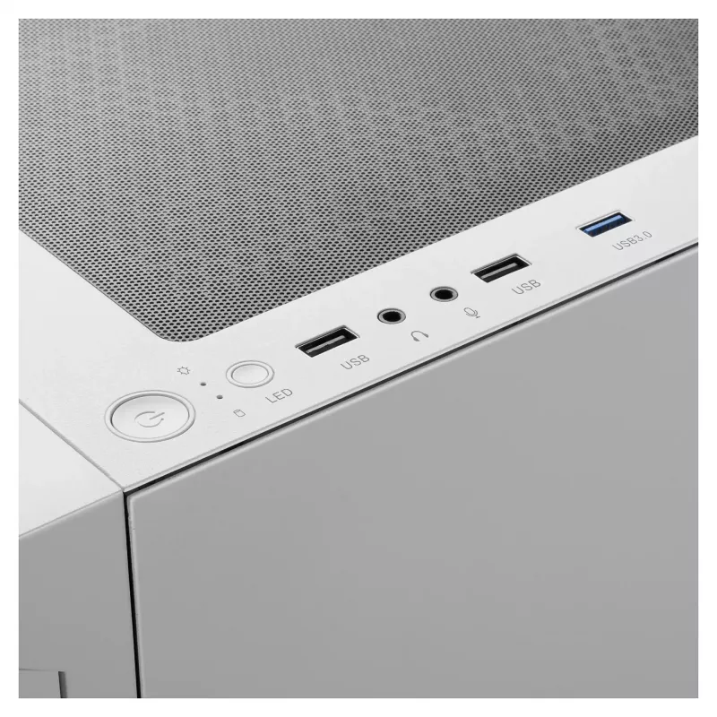 GAMDIAS Talos E3 MESH Gaming-Midi-Tower Gehäuse, Weiß, gehärtetes Glas, 4x120mm ARGB-Lüfter, ATX/Micro-ATX/Mini-ITX, Mesh-Frontpanel