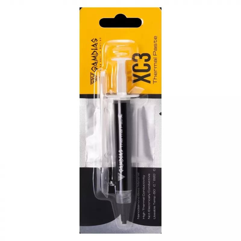Gamdias XC3 Wärmeleitpaste 2g - Hochleistung 13,5 W/mK, nicht leitend, Spritzenapplikator