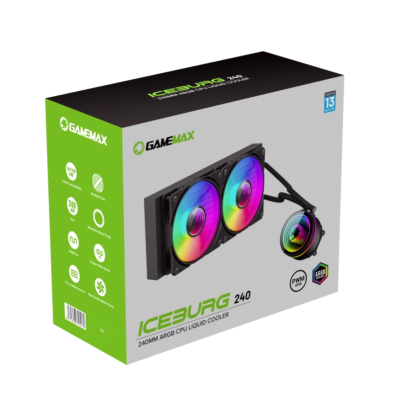 GAMEMAX ICEBURG 240 INFINITY CPU-Flüssigkeitskühler, Schwarz