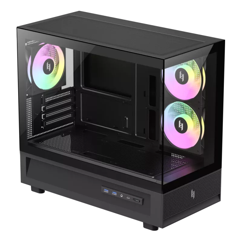 GAMEMAX NEX C31 BK Mid-Tower PC-Gehäuse, MATX/BTF, Schwarz