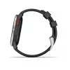 Garmin Approach S44 Silberner Aluminium-Lünette mit schwarzem Silikonarmband