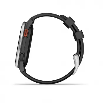 Garmin Approach S44 Silberner Aluminium-Lünette mit schwarzem Silikonarmband