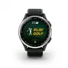 Garmin Approach S44 Silberner Aluminium-Lünette mit schwarzem Silikonarmband
