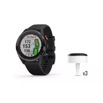 Garmin Approach S62 GPS Golf Smartwatch mit 3 CT10 Club-Tracking-Sensoren, Schwarz