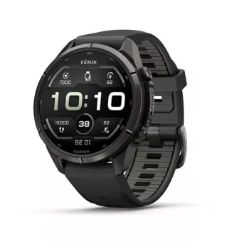 Garmin fēnix 9 Pro – inReach, 43mm, Carbon Gray DLC Titanium mit Black/Pebble Grey Silikonarmband