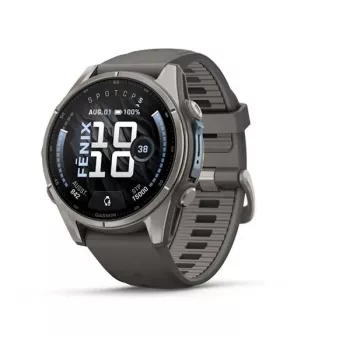 Garmin Fenix 9 – 43mm, Titan mit Pebble Grey Silikonarmband
