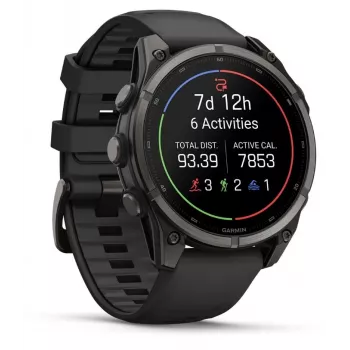 Garmin fenix 9 – 47mm, Carbon Grey DLC Titanium mit schwarzem Silikonarmband
