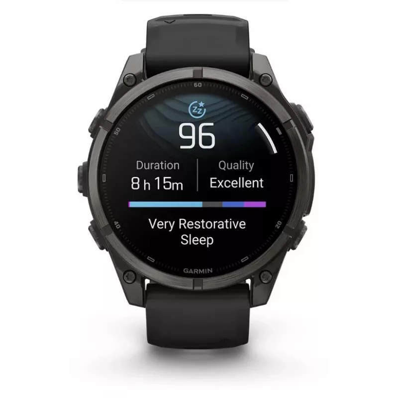 Garmin fenix 9 – 47mm, Carbon Grey DLC Titanium mit schwarzem Silikonarmband