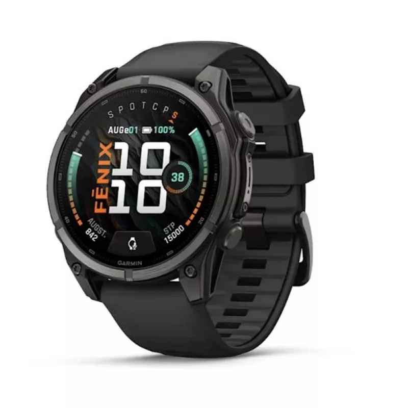 Garmin fenix 9 – 47mm, Carbon Grey DLC Titanium mit schwarzem Silikonarmband