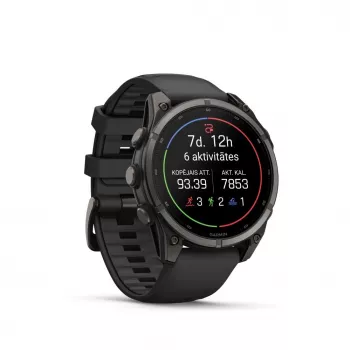 Garmin fenix 9 – 47mm, Carbon Grey DLC Titanium mit schwarzem Silikonarmband