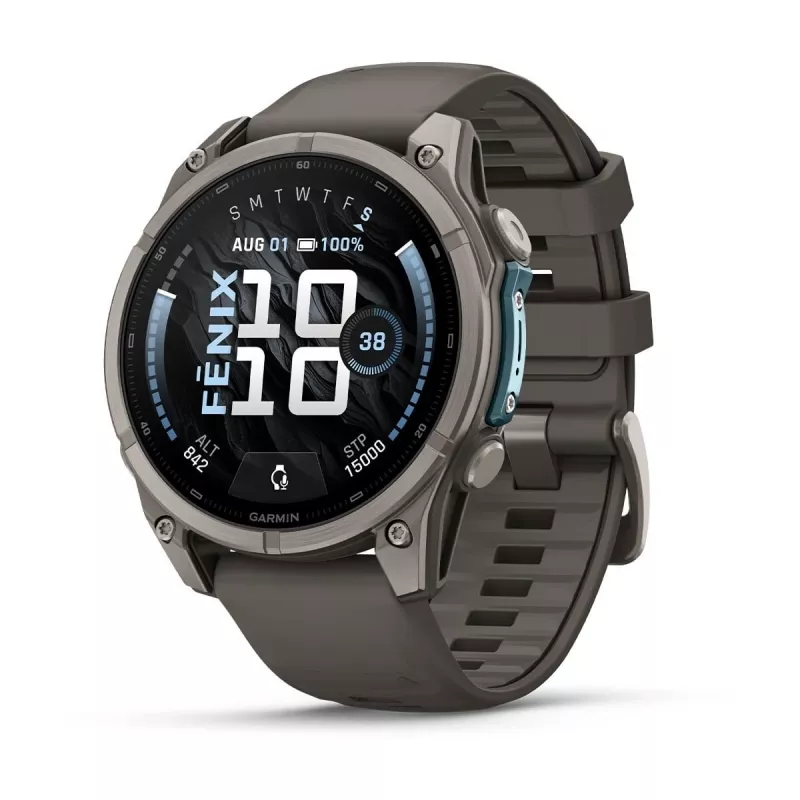 Garmin Fenix 9 – 47mm Titan mit Pebble Grey Silikonarmband