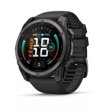 Garmin fenix 9 – 51 mm, Carbon Grey DLC Titanium mit schwarzem Silikonarmband 010-04763-11