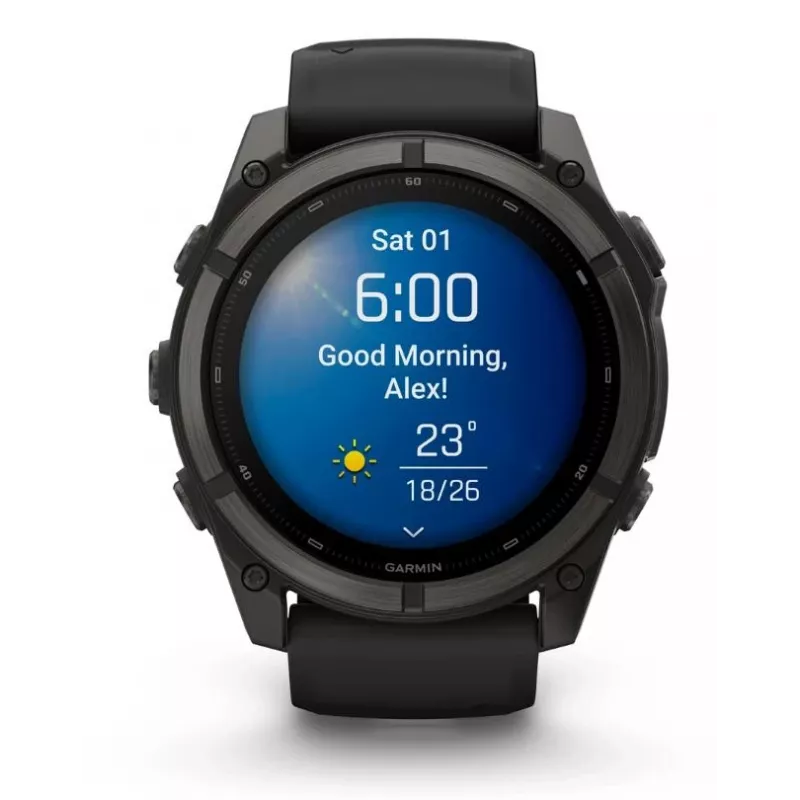 Garmin fenix 9 – 51 mm, Carbon Grey DLC Titanium mit schwarzem Silikonarmband 010-04763-11
