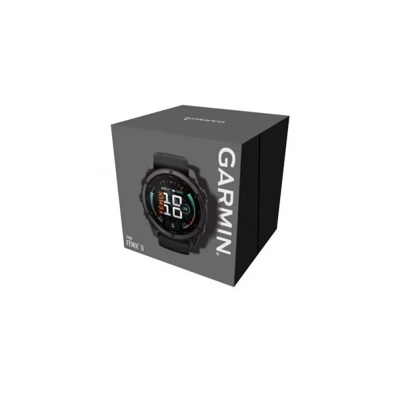 Garmin fenix 9 – 51 mm, Carbon Grey DLC Titanium mit schwarzem Silikonarmband 010-04763-11