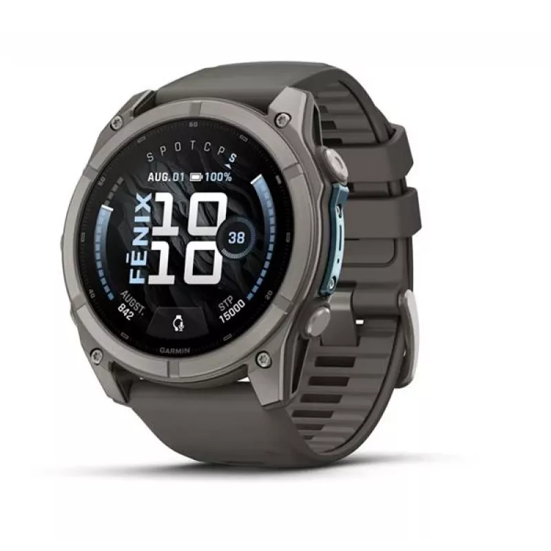Garmin fenix 9 – 51 mm, Titan mit Pebble Grey Silikonarmband 010-04763-01