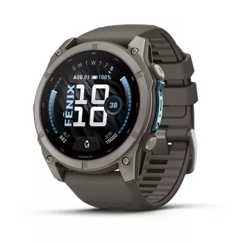 Garmin fenix 9 – 51 mm, Titan mit Pebble Grey Silikonarmband 010-04763-01