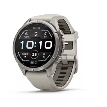 Garmin Fenix 9 Pro – 43mm Titan mit Fog Grey/Dark Sandstone Silikonarmband