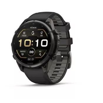 Garmin Fenix 9 Pro – 47mm Carbon Gray DLC Titanium mit Black/Pebble Grey Silikonarmband