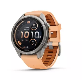 Garmin Fenix 9 Pro – inReach, 43mm, Titan mit Shell Pink/Autumn Orange Silikonarmband