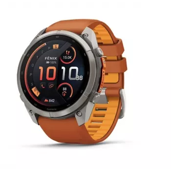 Garmin Fenix 9 Pro – inReach, 51mm Titan mit Autumn Orange/Spark Orange Silikonarmband