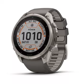 Garmin Fenix 9 Pro – inReach, Solar, 51mm Titan mit kieselgrauem Silikonarmband