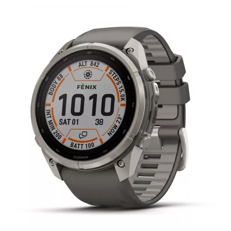 Garmin Fenix 9 Pro – inReach, Solar, 51mm Titan mit kieselgrauem Silikonarmband