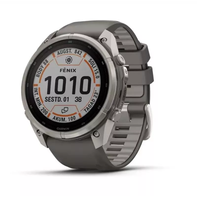 Garmin Fenix 9 Pro – inReach, Solar, 51mm Titan mit kieselgrauem Silikonarmband