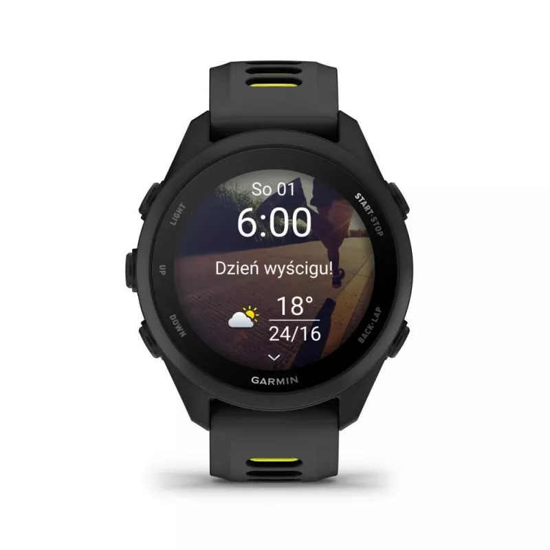 Garmin Forerunner 170 Music, Schwarz mit schwarzem/gelbem Band