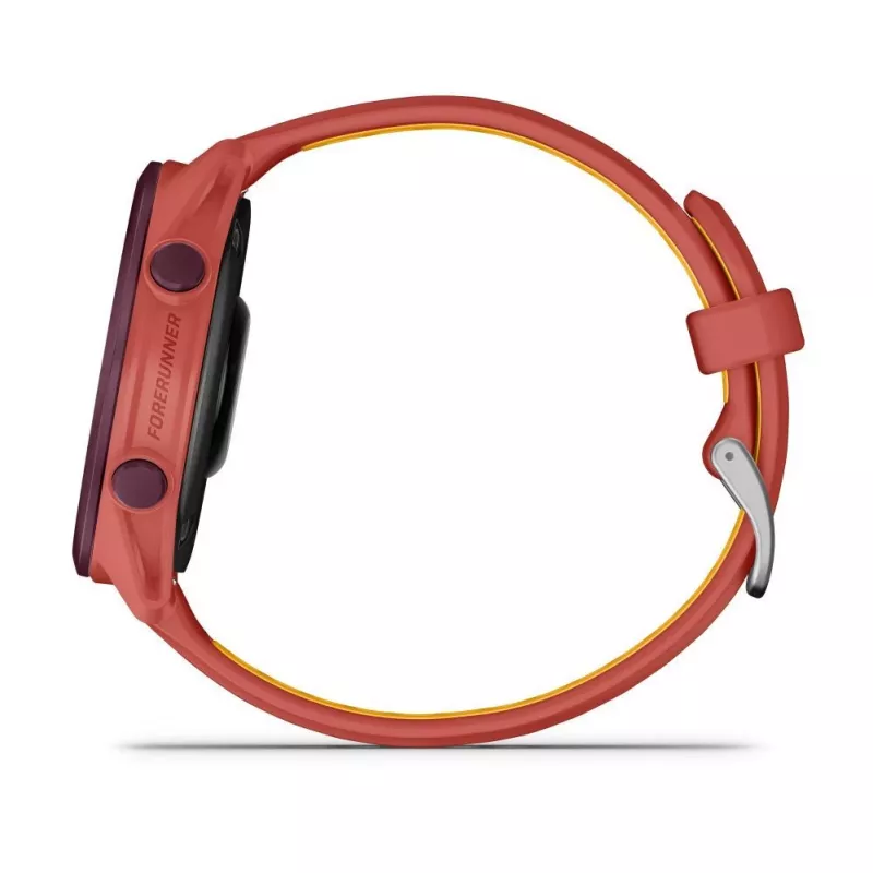 Garmin Forerunner 170 Music GPS-Laufuhr, Berry-Gehäuse mit rot-pinkem/mangofarbenem Armband
