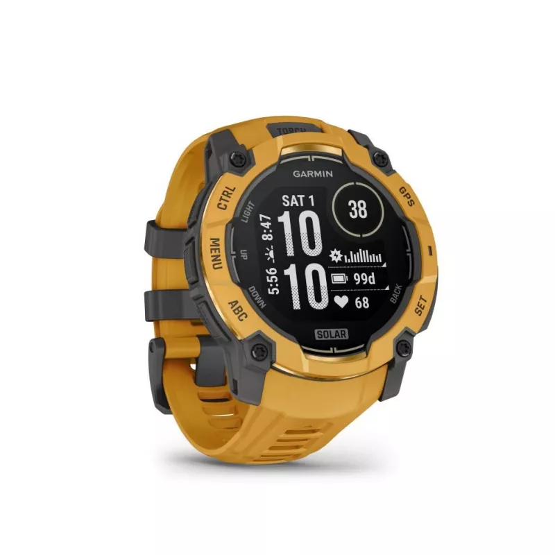 Garmin Instinct 3 – 50 mm, Solar Sunburst mit Sunburst/Grau Armband