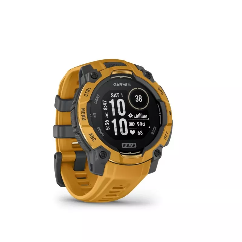 Garmin Instinct 3 Solar 45mm GPS Smartwatch Sunburst mit Sunburst/Grau Armband