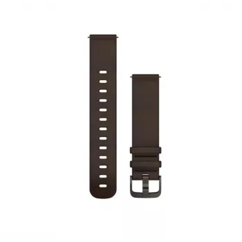 Garmin Quick Release Bands (20 mm) Dunkelbraunes Leder, silberne Hardware