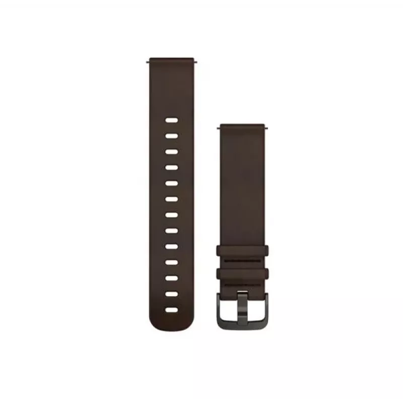 Garmin Quick Release Bands (20 mm) Dunkelbraunes Leder, silberne Hardware
